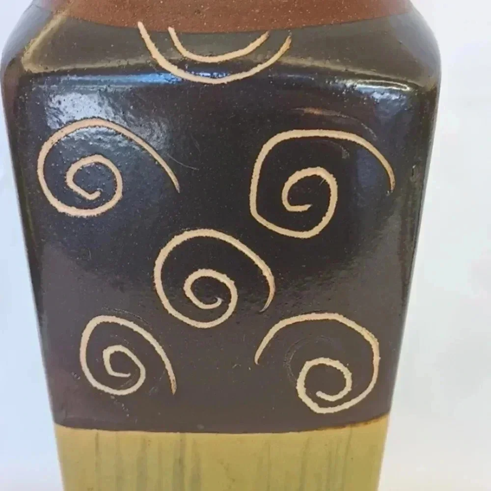 Vintage ceramic vase green black brown